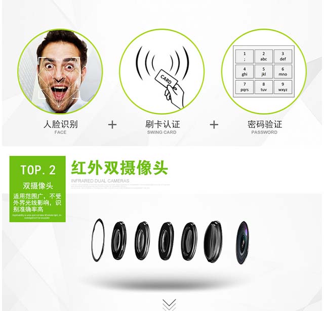 iFace101面部识别考勤一体机_摄像头门禁机