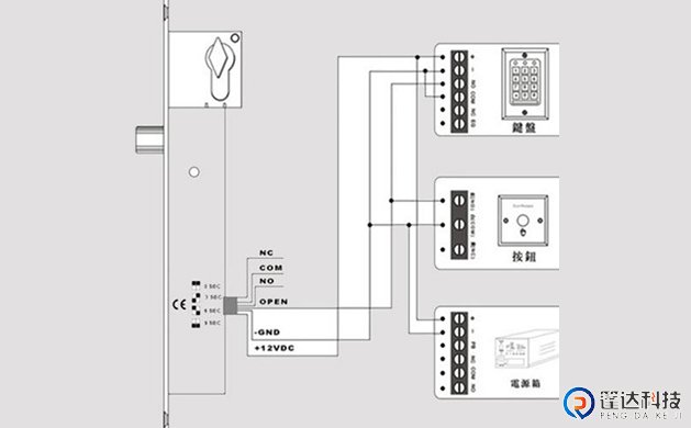 门禁电控锁接线图