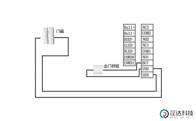 指纹门禁一体机门磁接线