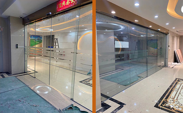 指纹门禁自动门安装效果图